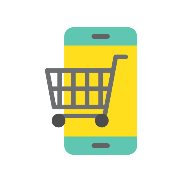 购物车上的手机屏幕平图标购物图片下载