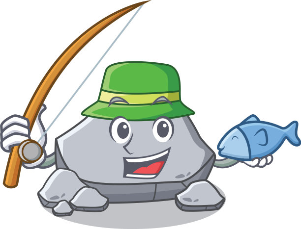 钓鱼石人物卡通风格图片下载