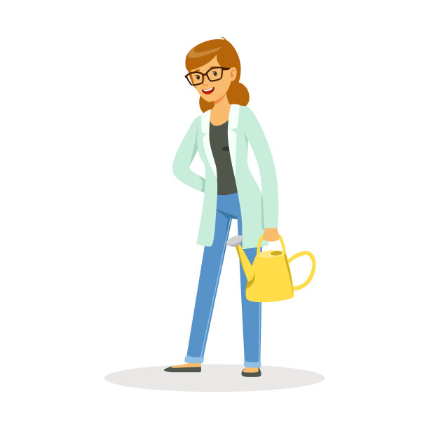 植物学老师拿着喷壶站着图片下载