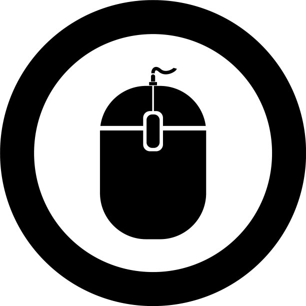 圆形黑色PC鼠标图标图片下载