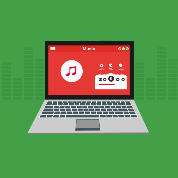 媒体播放器应用程序与扁平的应用程序模板图片下载