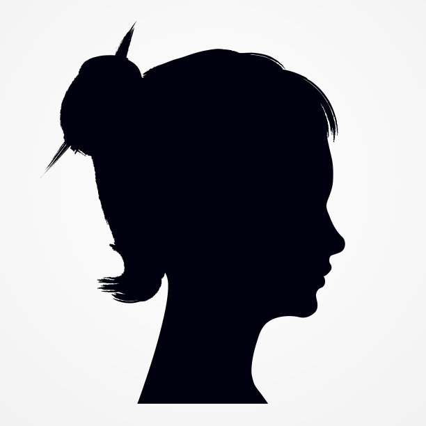 孤立剪影的女人头与流动图片下载