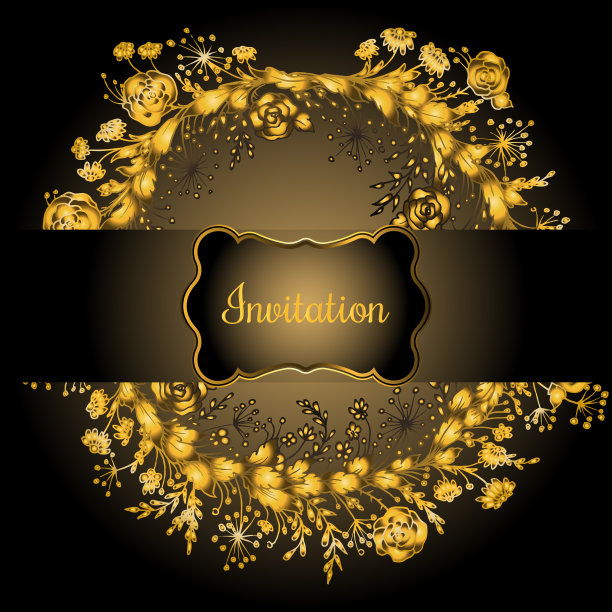 复古巴洛克婚礼邀请模板图片下载