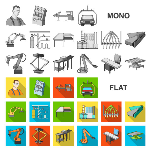 设备和机器平面图标集合图片下载