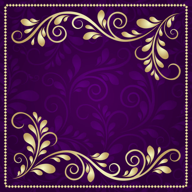 豪华的金色图案框架上有美丽的紫罗兰图片下载