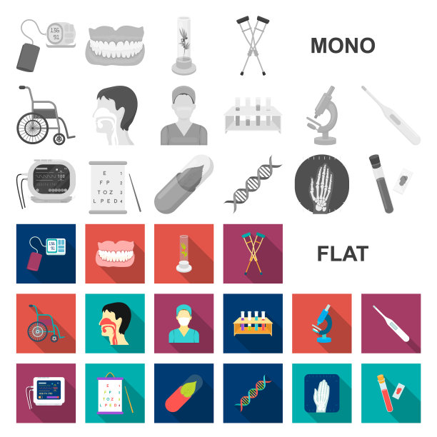 药物和治疗平面图标设置图片下载