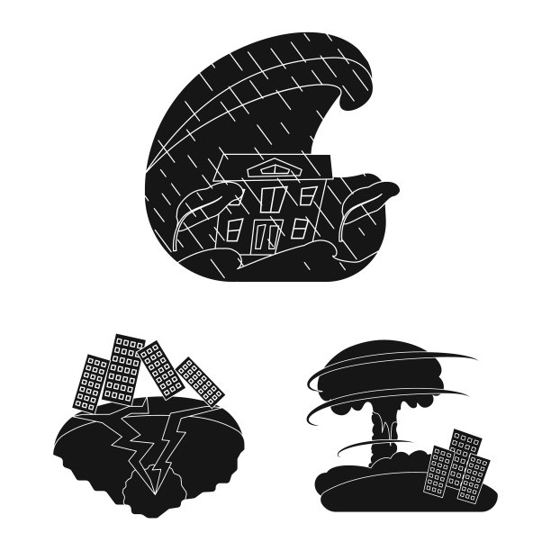 孤立物体灾难和坠毁标志集图片下载