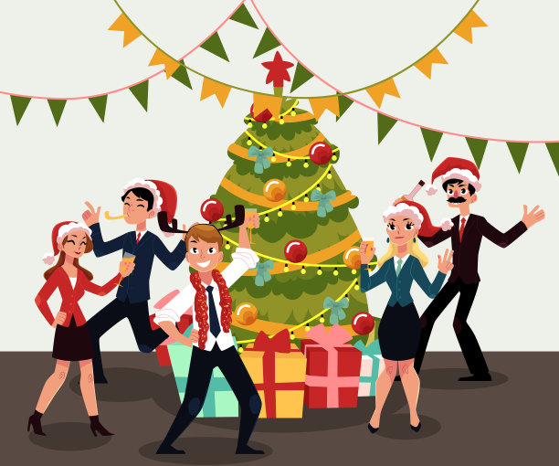 快乐的人们举办公司圣诞派对图片下载
