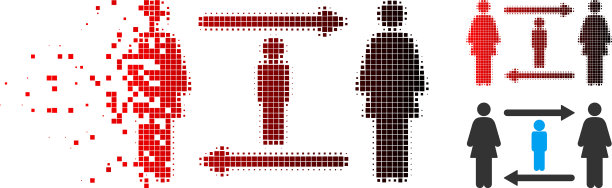 分散像素半色调女人男人交换图标图片下载