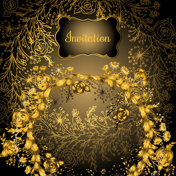 复古巴洛克婚礼邀请模板图片下载