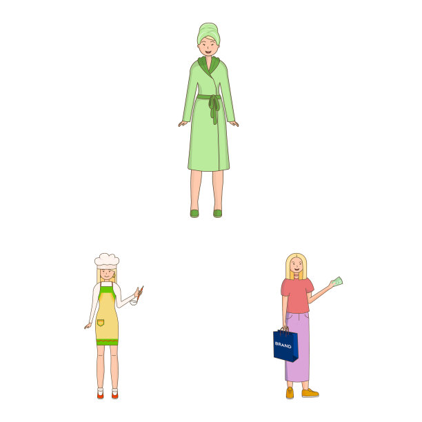 设计女性和身体图标收集图片下载