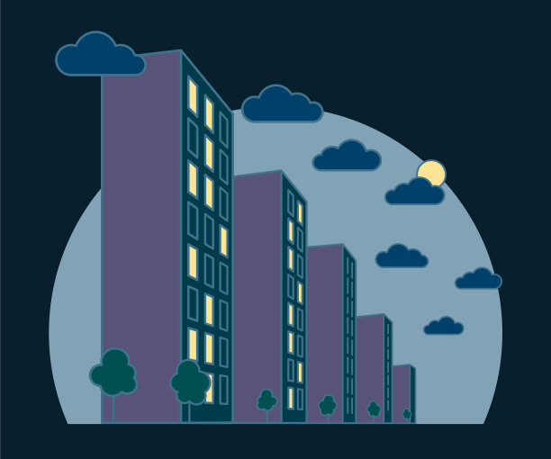 城市景观夜景与高楼大厦图片下载