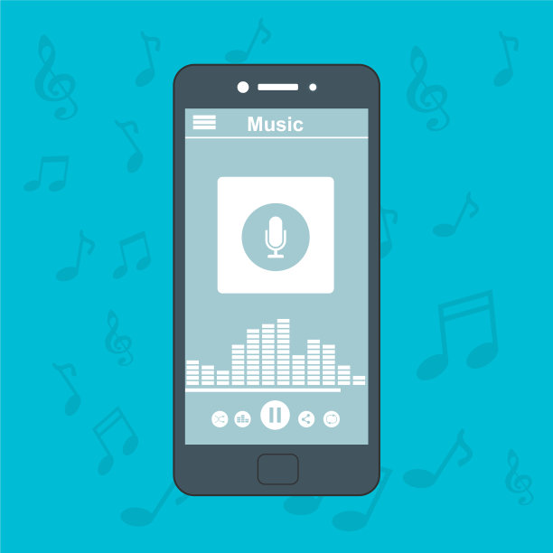 媒体播放器应用程序与扁平的应用程序模板图片下载