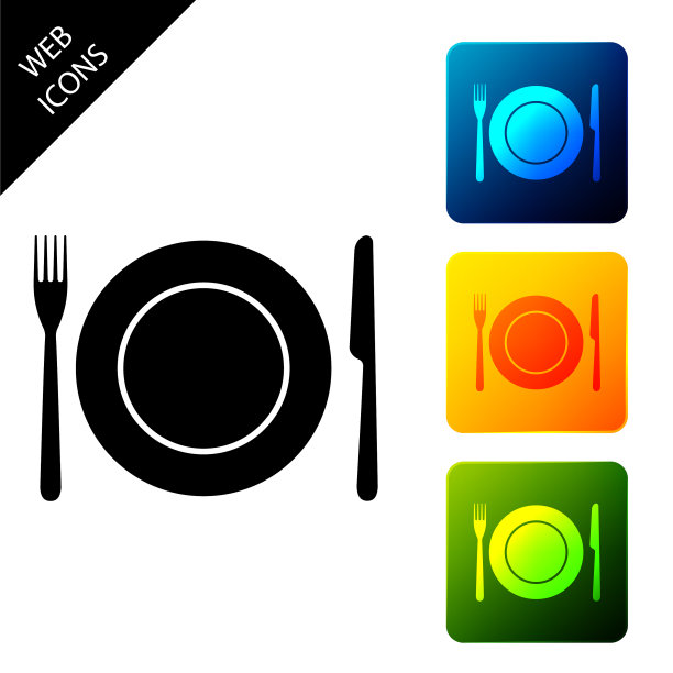 餐叉和刀的图标孤立在白色上图片下载