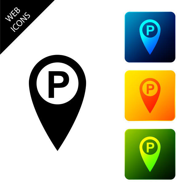 地图指针与汽车停车图标隔离图片下载