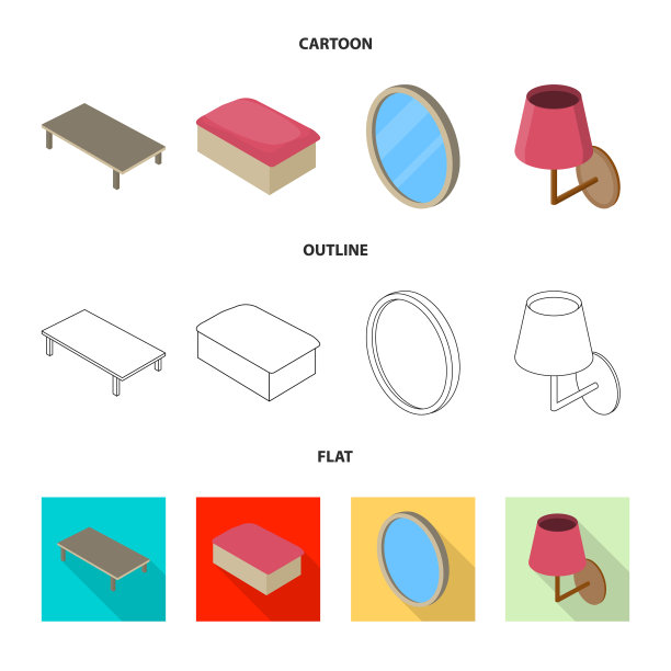 设计卧室和房间的图标套图片下载
