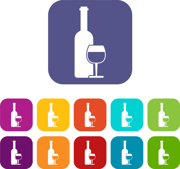 酒瓶和玻璃图标集图片下载