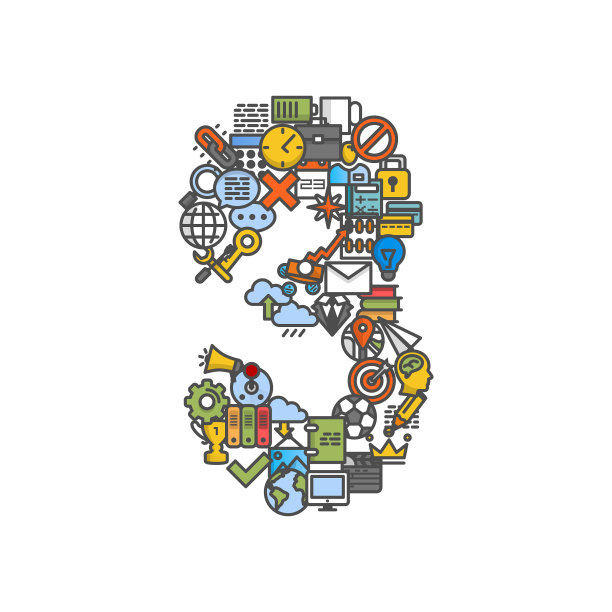 一组形状为三个数字的手机图标图片下载