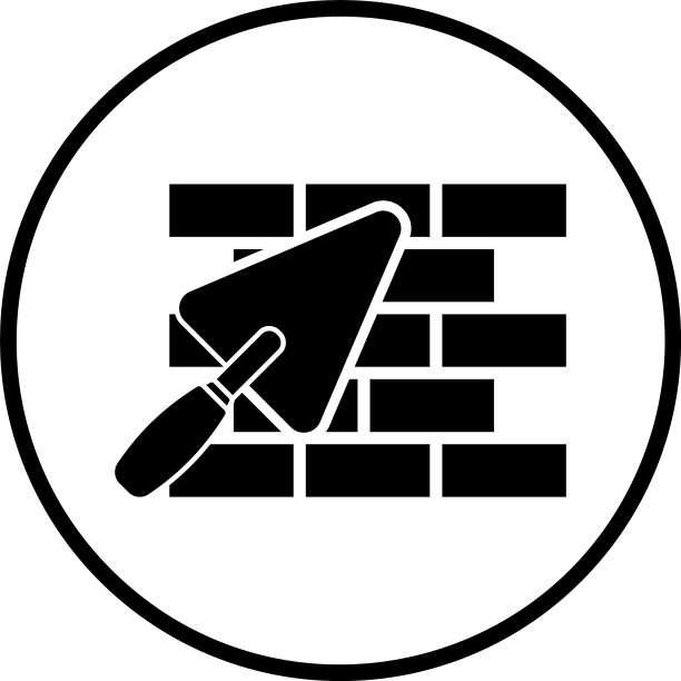 用泥铲砌成的标志砖墙图片下载