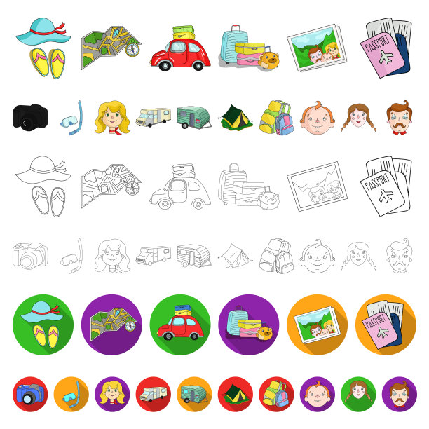 家庭假日卡通图标集合图片下载