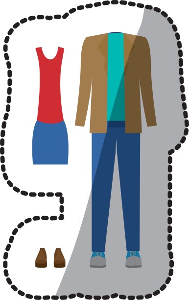 贴纸颜色剪影休闲服装图片下载