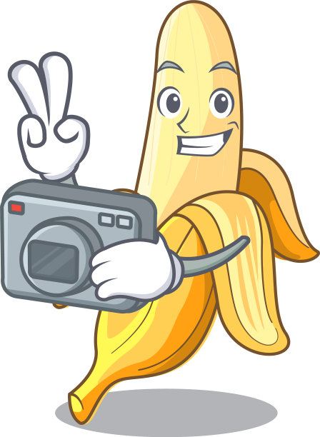 摄影师新鲜香蕉水果卡通吉祥物图片下载