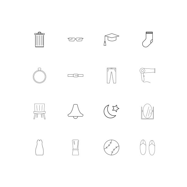 美丽连衣裙和衣服线形瘦身图标集图片下载