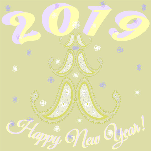 新年贺卡与时尚树的图片图片下载