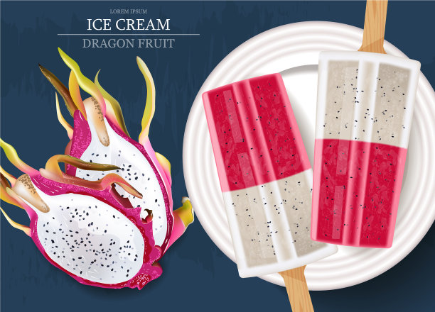 火龙果冰淇淋的写实产品图片下载