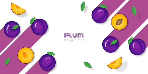 鲜梅果背景纸艺术风格图片下载