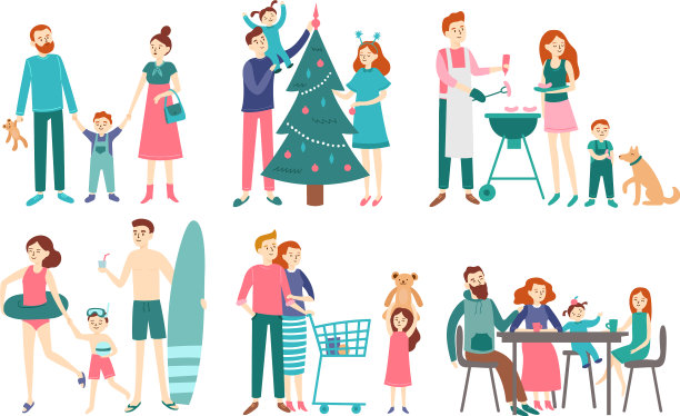 平家庭人父亲母亲和孩子图片下载