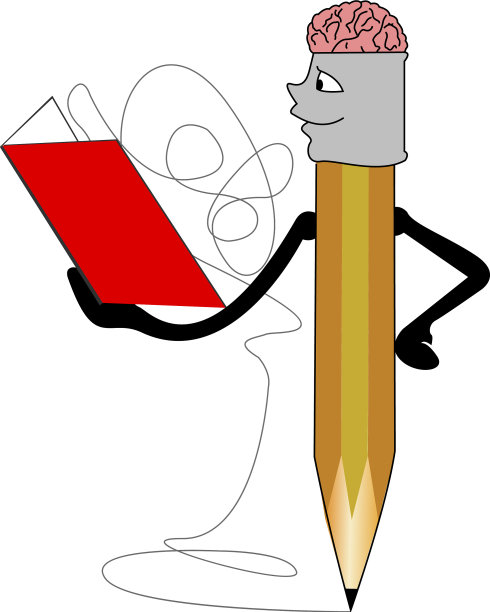 带着大脑图标的笔图片下载