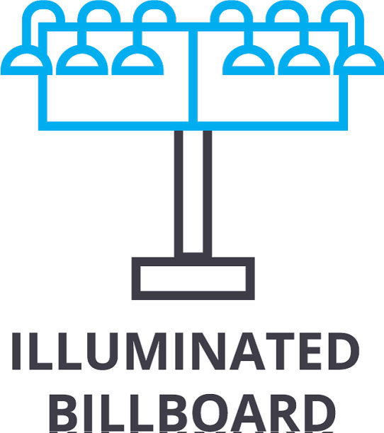 发光的广告牌细线图标标志符号图片下载