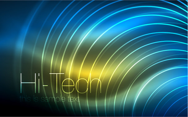 圆形发光霓虹灯形状的技术背景图片下载