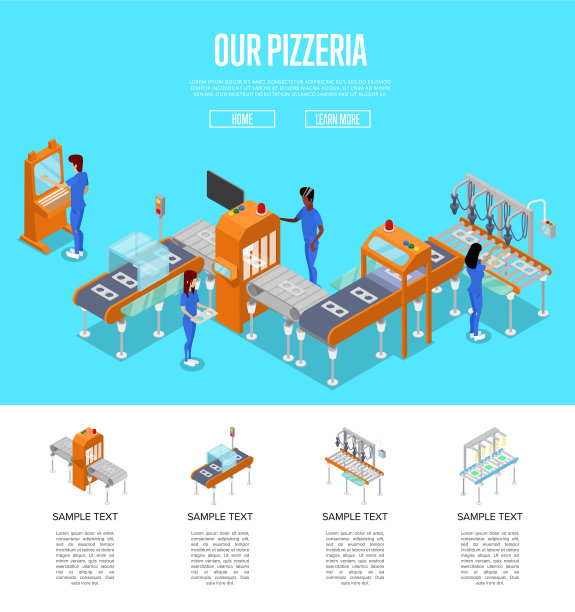 机械输送机等距3d海报图片下载