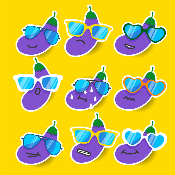 戴墨镜的卡通茄子表情图片下载
