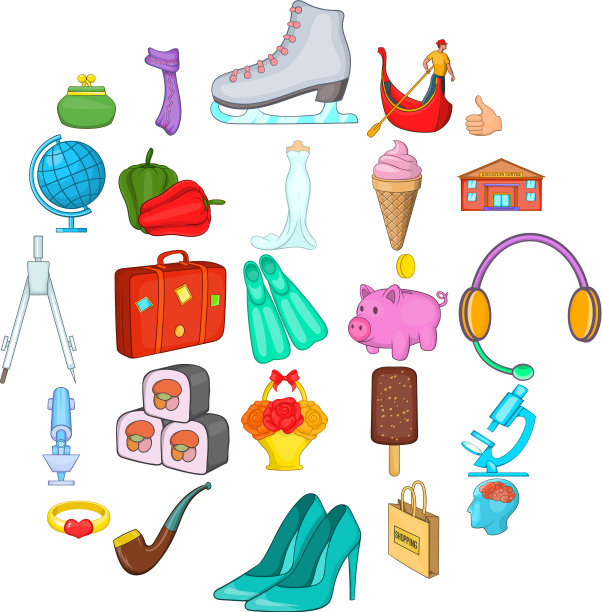 周末休息图标设置卡通风格图片下载