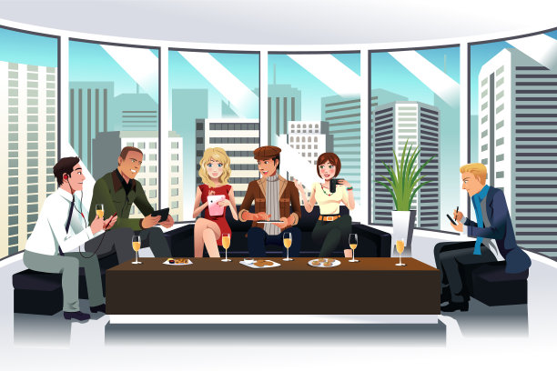 人们在休息室里使用电子产品图片下载