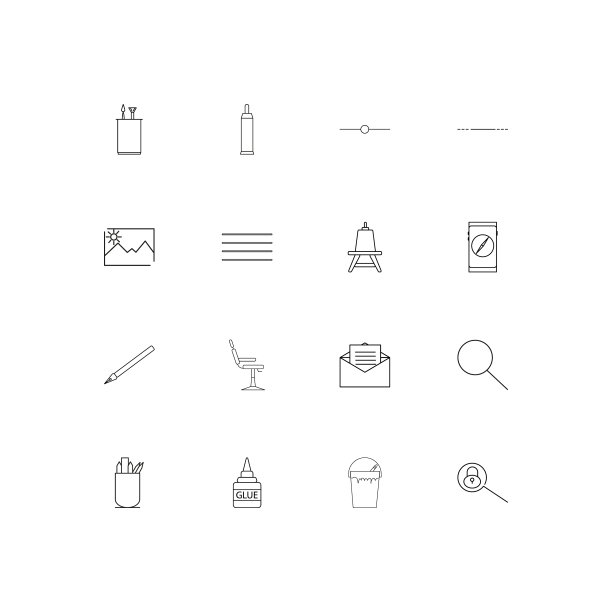 创意过程和设计线性薄图标集图片下载