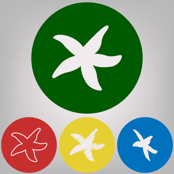 海星标志4白色风格的图标在4图片下载