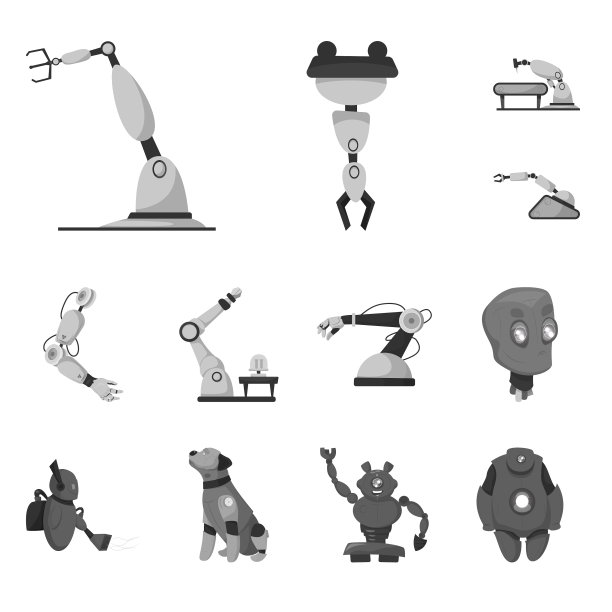 机器人和工厂标志集图片下载