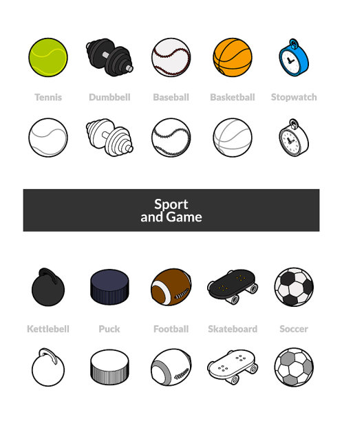 一套在otline风格的彩色等距图标图片下载