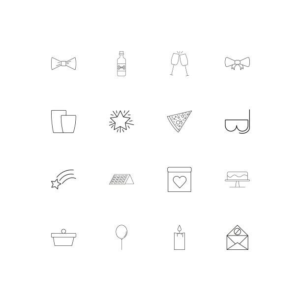 假日线形瘦削的图标集轮廓简单图片下载