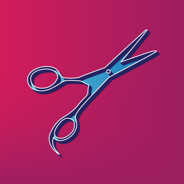 剪头发的剪刀标志蓝色3d图片下载