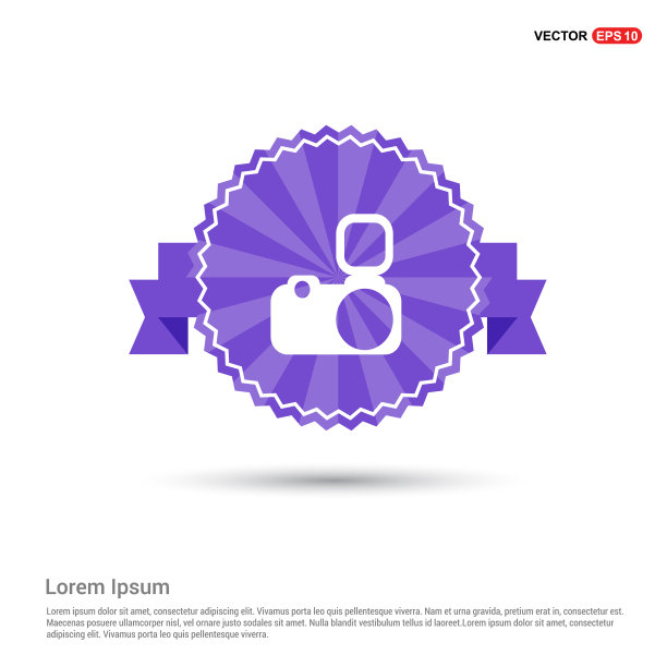 照片相机图标-紫色丝带横幅图片下载