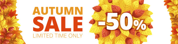 秋季销售横幅横卡通风格图片下载