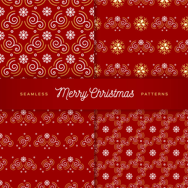 圣诞图案无缝时髦线金色图片下载