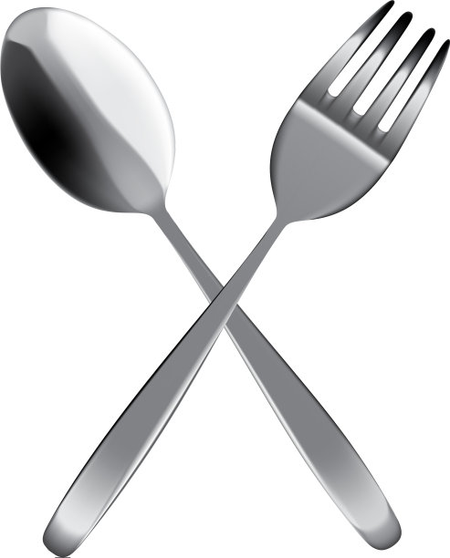 模拟真实的金属勺子和叉子用餐图片下载