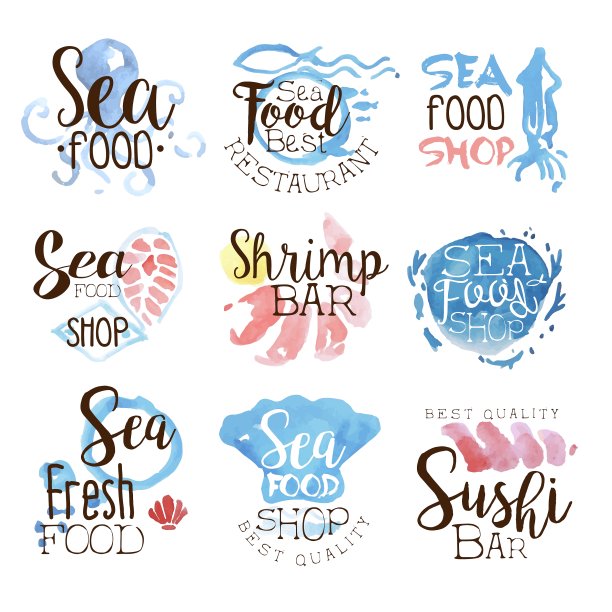 海鲜菜单促销标志缤纷套装图片下载