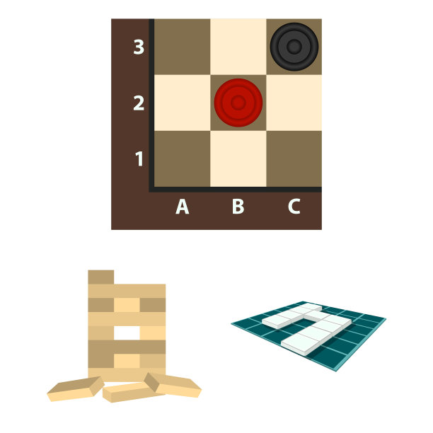 棋盘游戏卡通图标集合图片下载